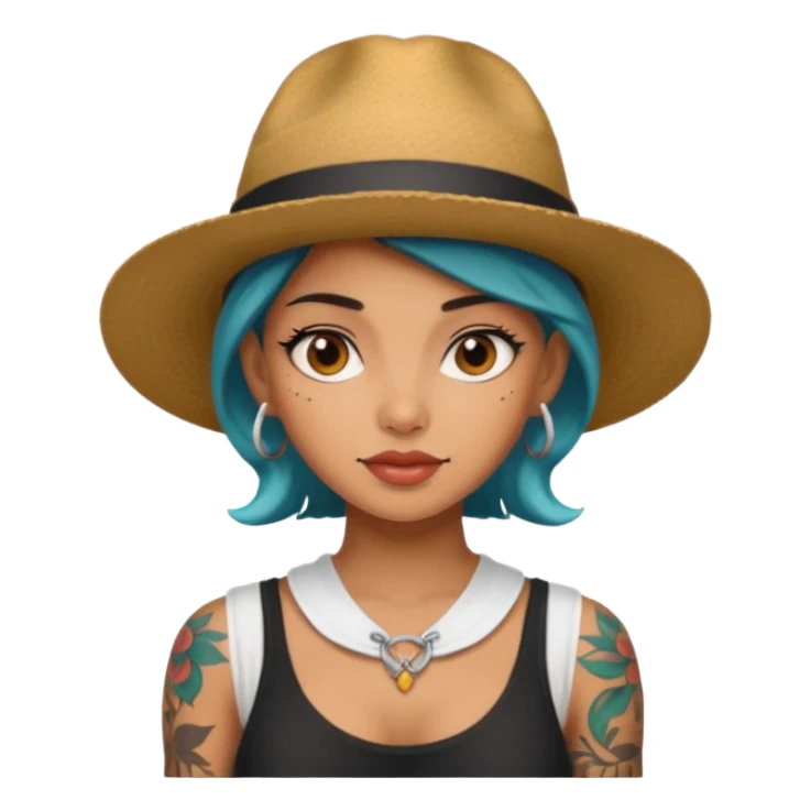 tattooed girl with a hat sticker