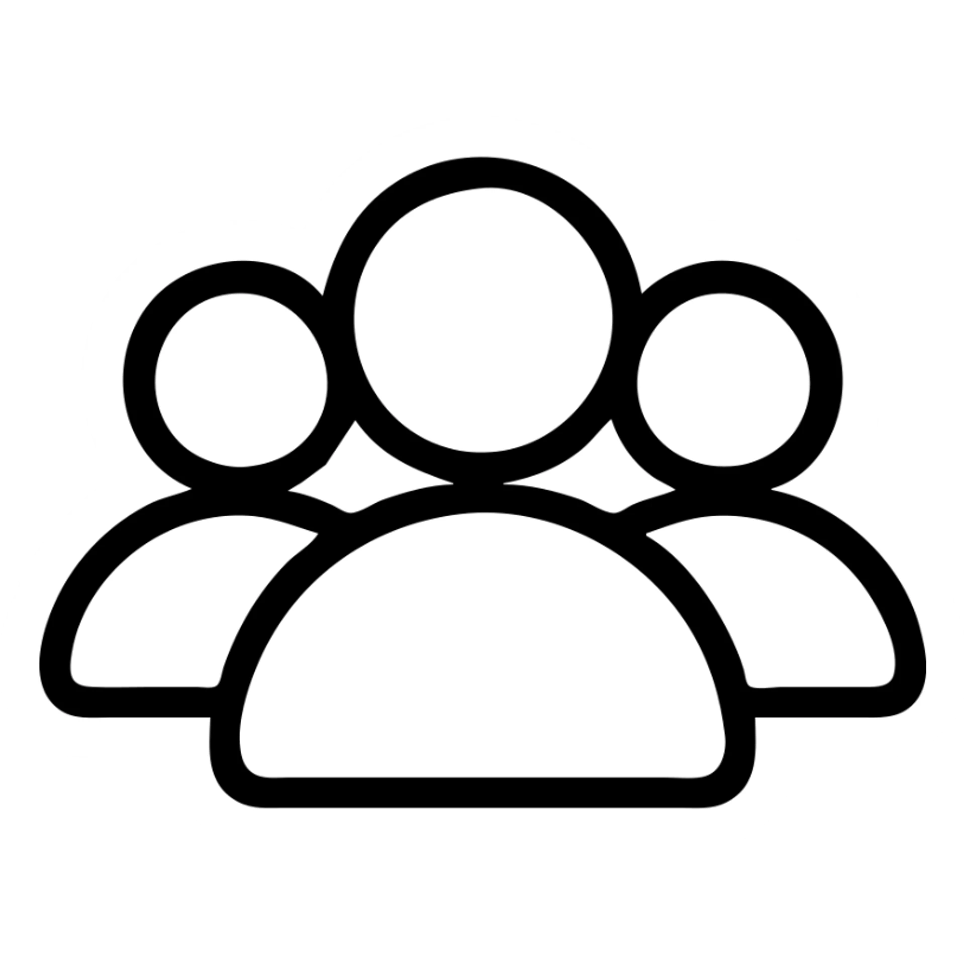 group of people, outlined icon style, clean black outlines, no fill sticker