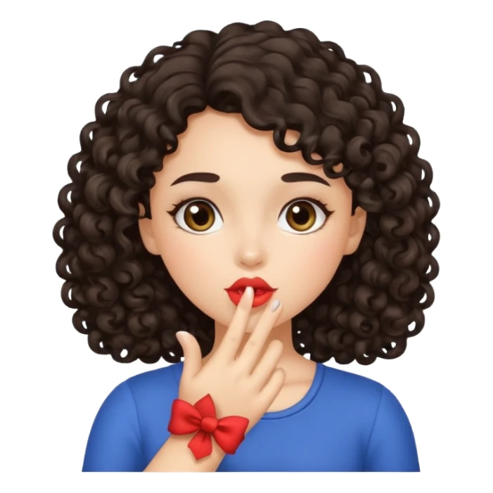 Girl w dark curly hair blowing kiss sticker