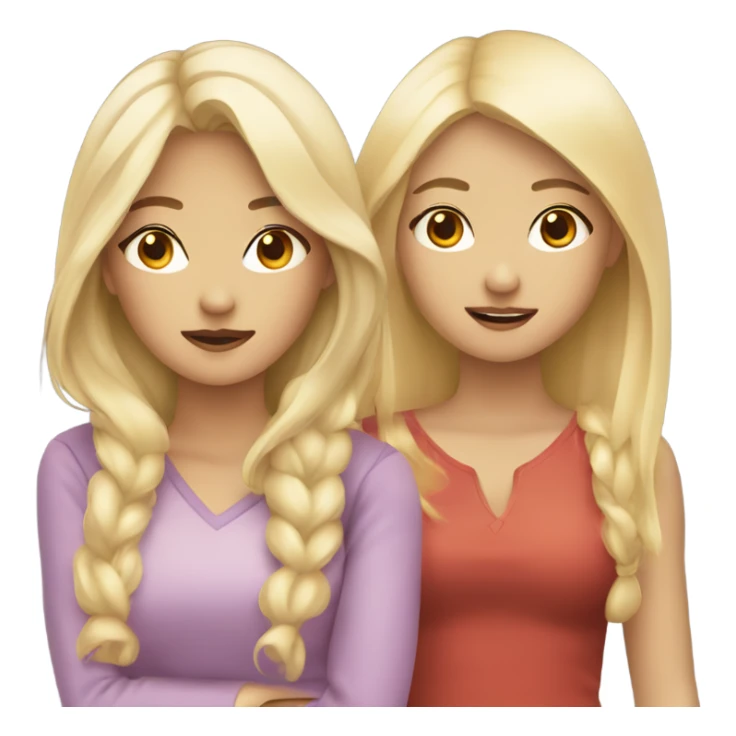 two asian girls with two blonde girls sticker
