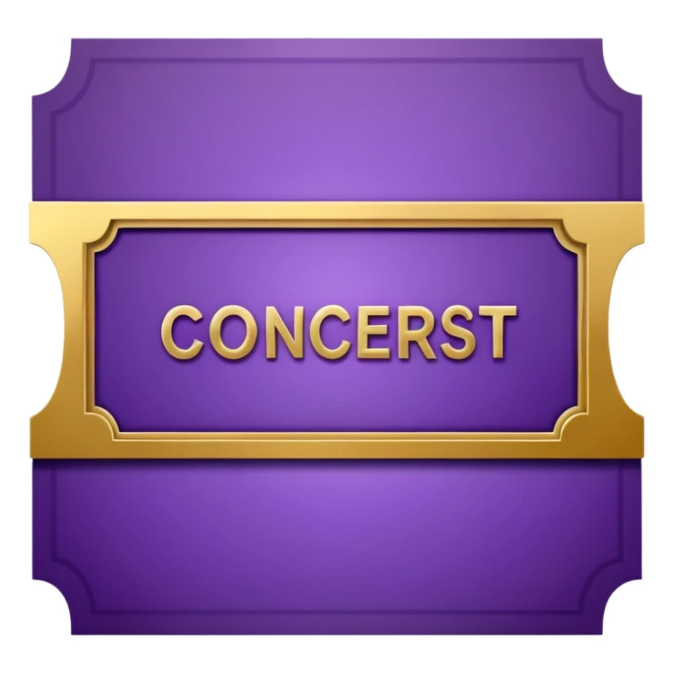 Purple beautiful Concert ticket with the word "CONCERT" inside sticker