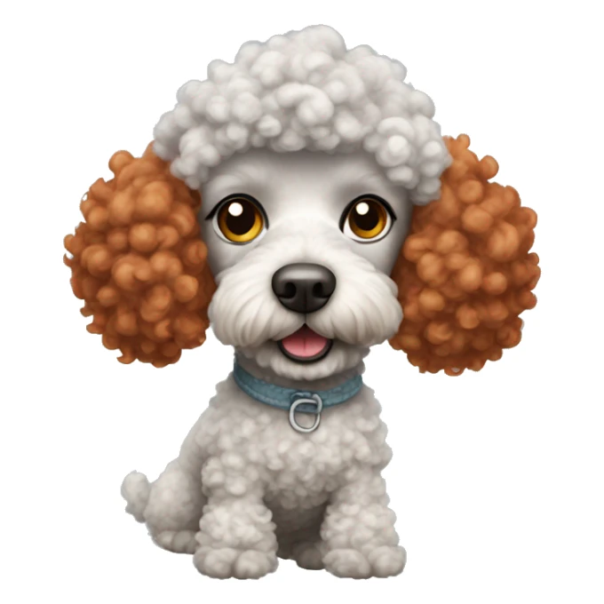 poodle dog with curly red hair dressed in cloudy-like clothes sticker