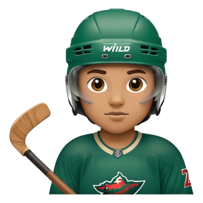 Full gear Minnesota wild hockey player with stick and puck  sticker
