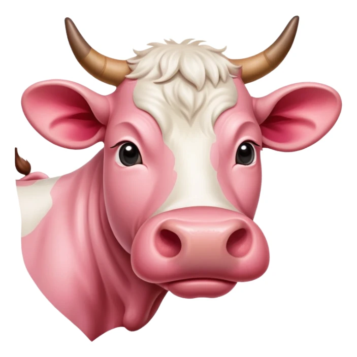 a pink cow painting a SPAM meat portrait landscape  sticker