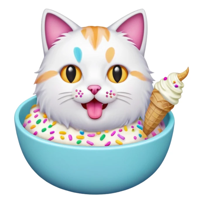cat icecream in a bowl sticker