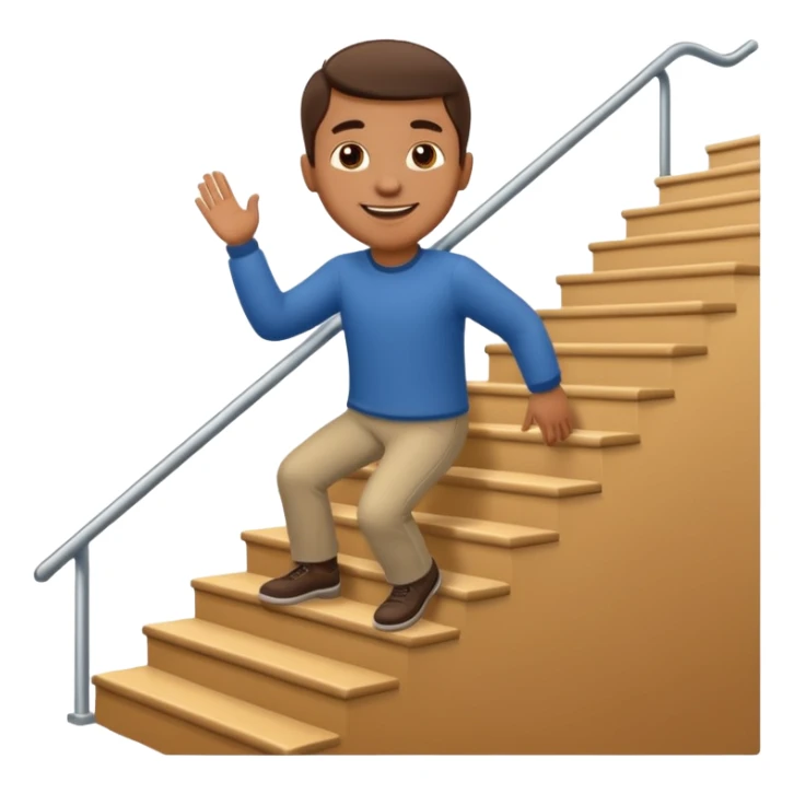 apple style emoji of a man going up stairs sticker