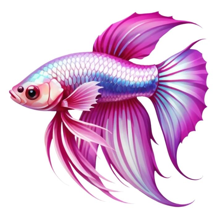 pink and white betta fish with beautiful tail sticker