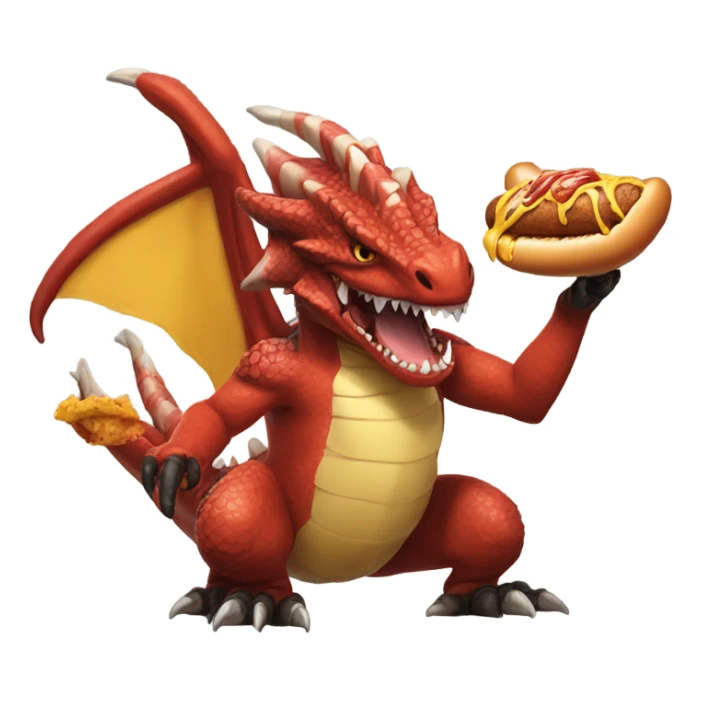 rathalos eating a hotdog with mustard sticker