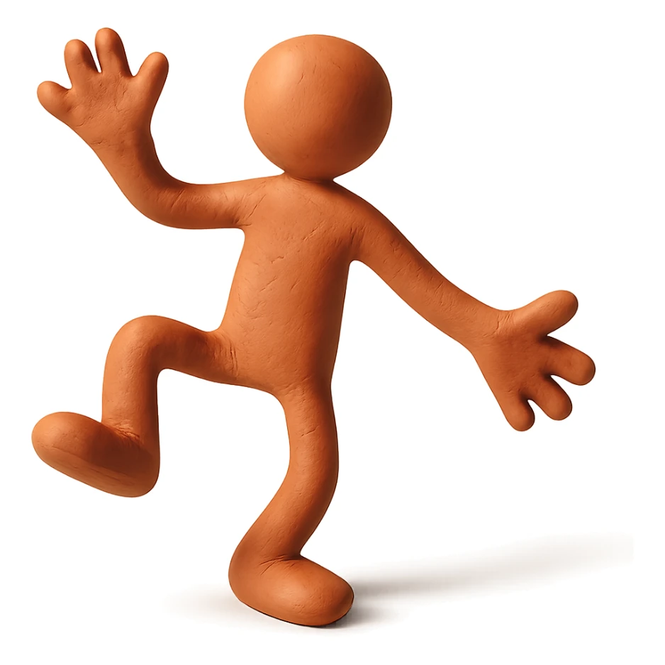 playful pose stick figure in claymation style sticker