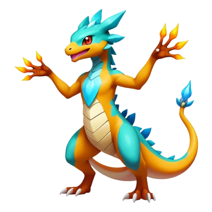 Elemental magical colorful exotic animesque Pokémon-Fakémon-creature, (full body) sticker