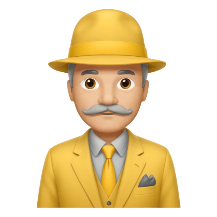 middle aged mobster with yellow colored suit and hat and grey mustache with grey beard sticker