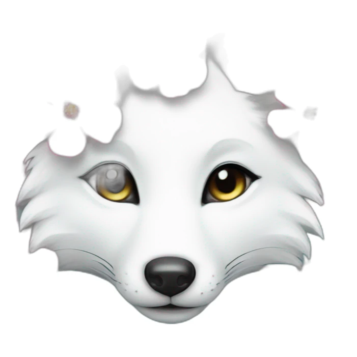 white fox with cyan hair on head and pink flower in it sticker