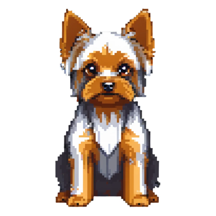 yorkshire terrier dog with small body, pointed ears, and silky fur sticker