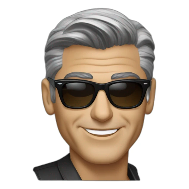 George Clooney with a high fade, rayban wayfarer sunglasses sticker