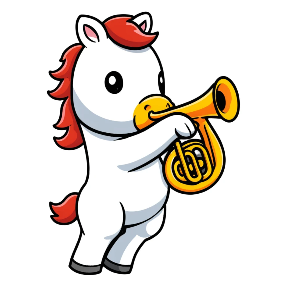 horse playing trumpet sticker