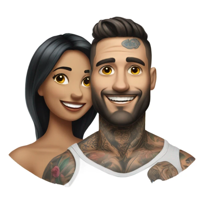 Hyper Realistic beautiful woman smiling at a very handsome tattooed man sticker
