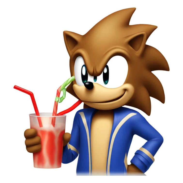 sonic the hedgehog sucking a straw, steaming sticker
