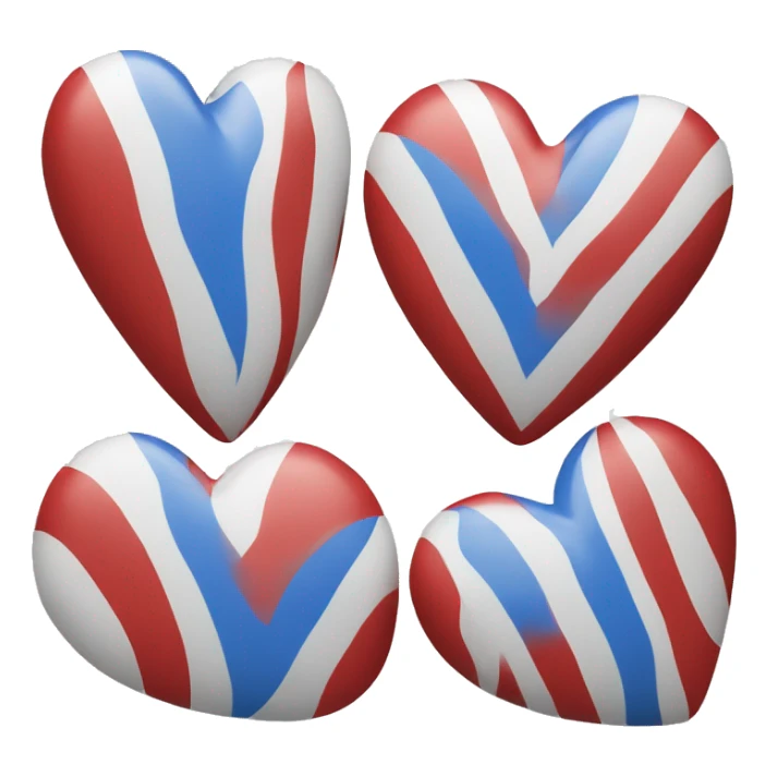 heart with one blue one red and one white stripe sticker