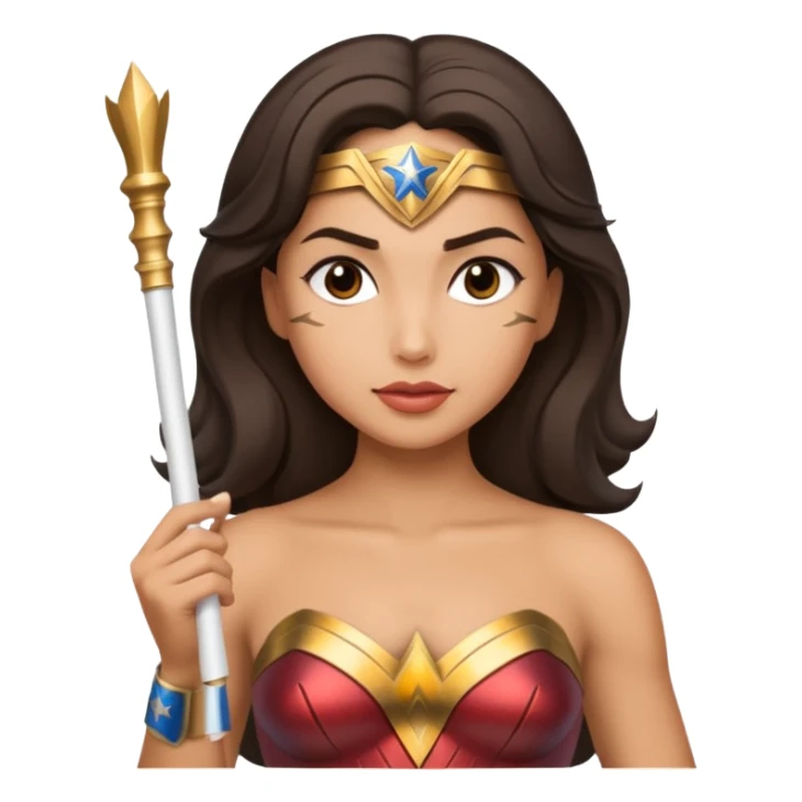 Wonder Woman holding white orchestra baton sticker
