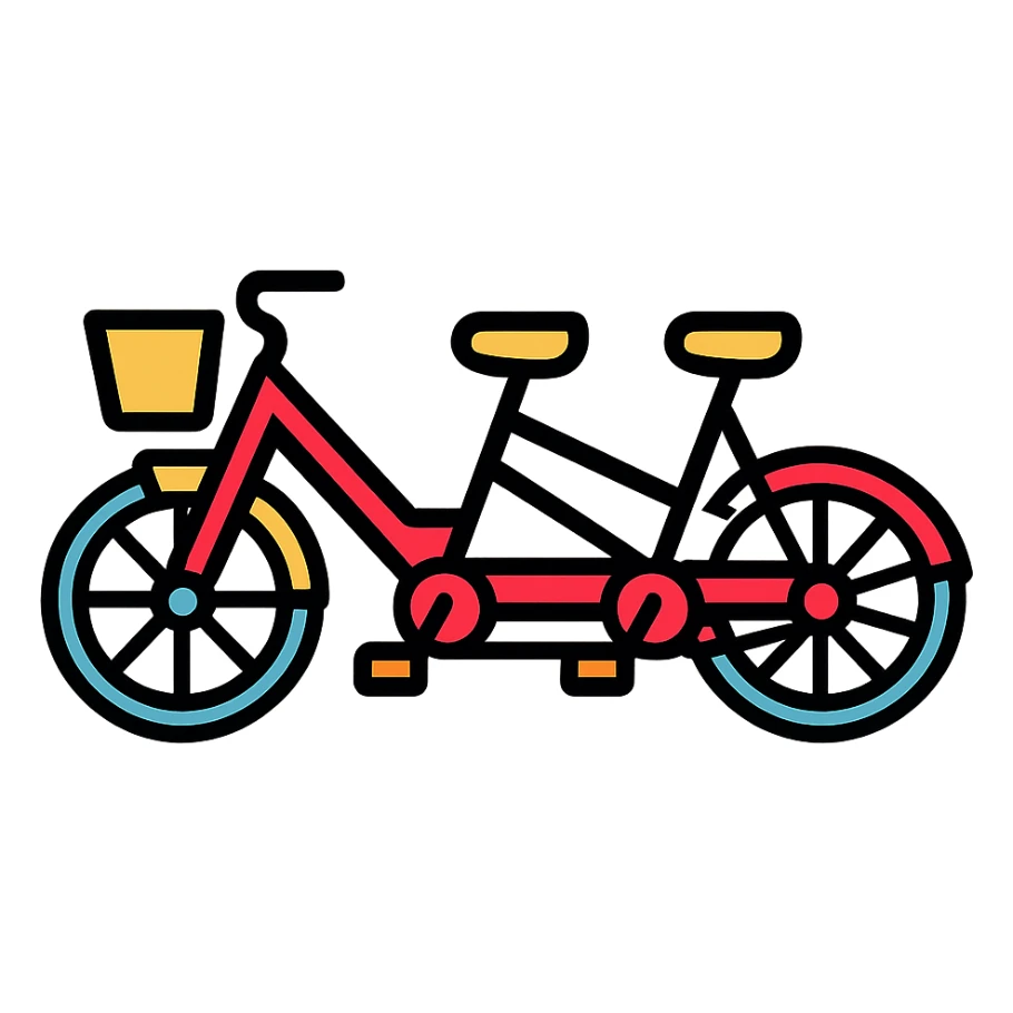 tandem citybike, clean modern icon style sticker