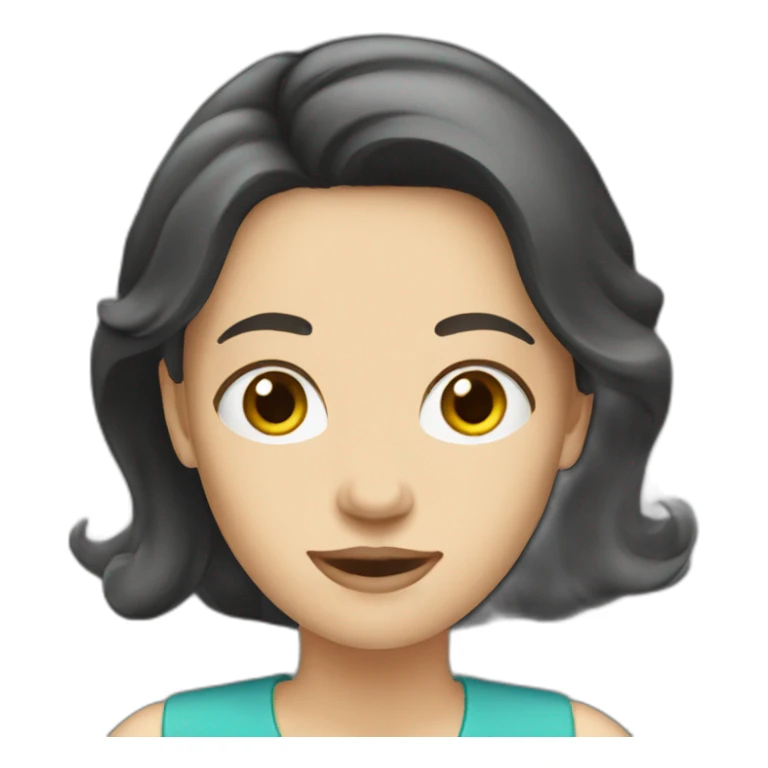 white woman dark hair presenting a slide sticker