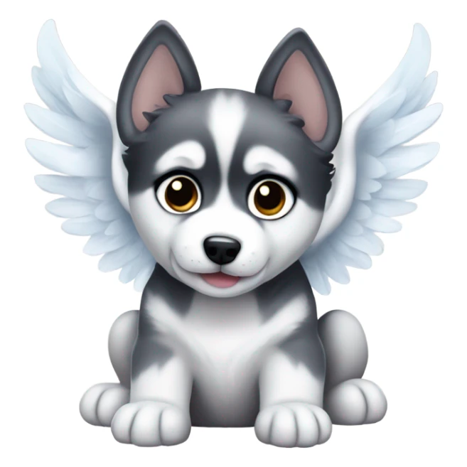 A husky puppy with angel wings sticker
