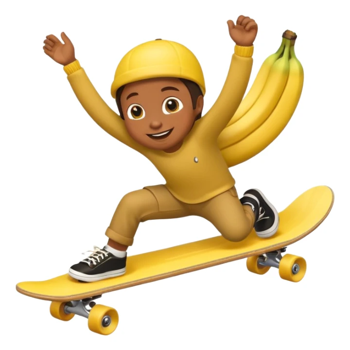 Happy banana on a skateboard sticker