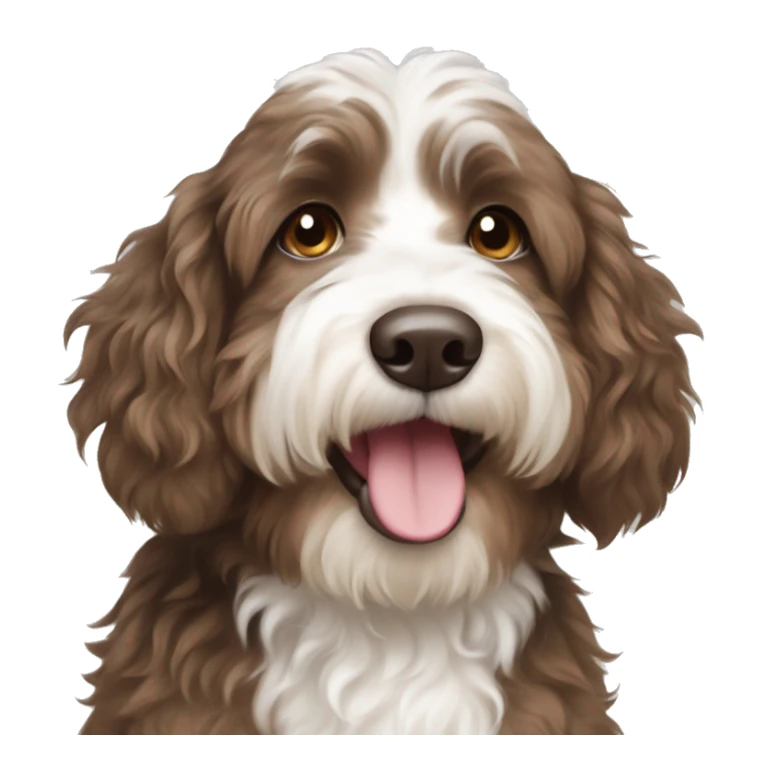 Brown and white aussiedoodle dog sticker