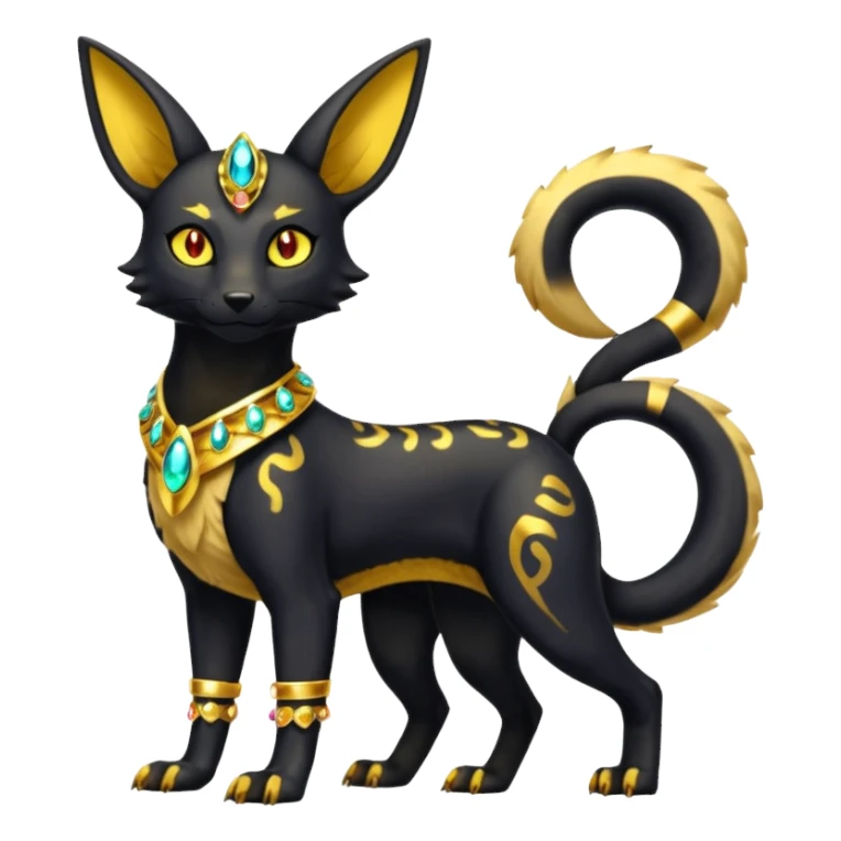 Shiny 4-legged Umbreon-Anubis-Salandit-Bastet-fusion, full body sticker