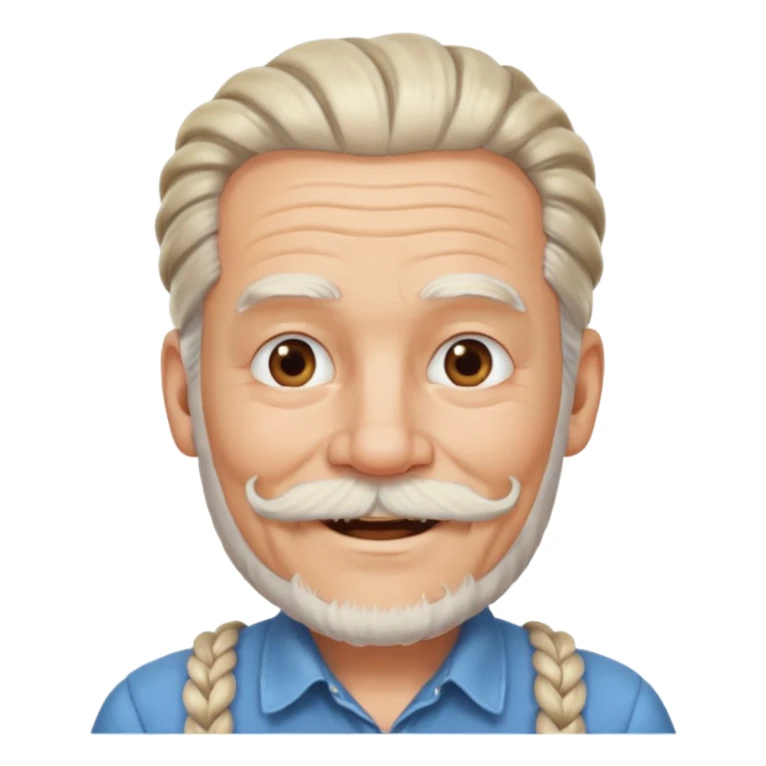 very old, white bearded and white mustached, braided, earringed sticker