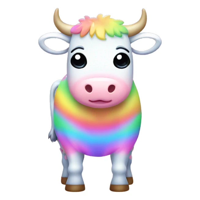 Kawaii pastel rainbow cow with neon shirt   sticker