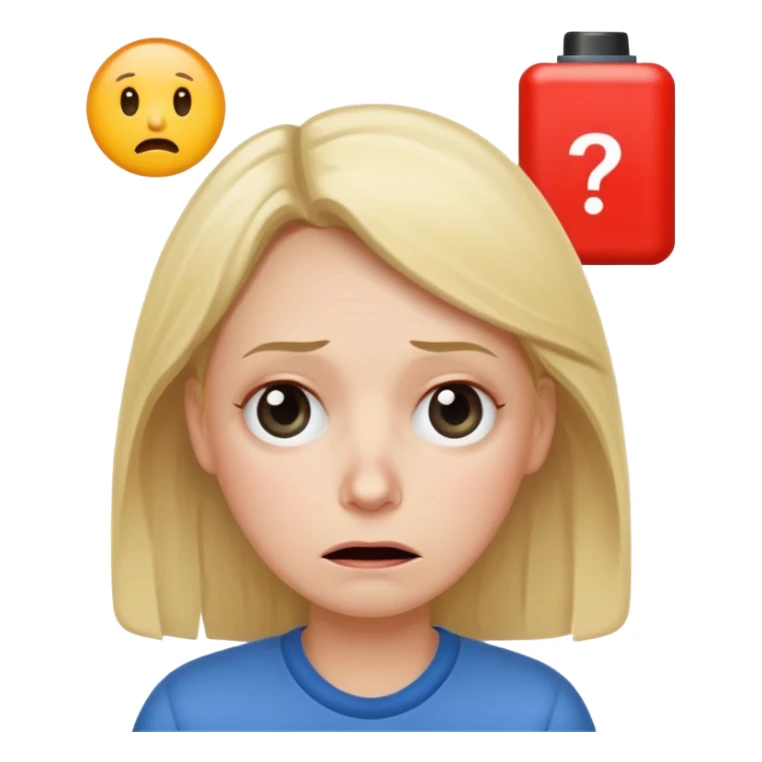 A kindergardenteacher with an empty battery icon above their head an exhausted and stressed face sticker