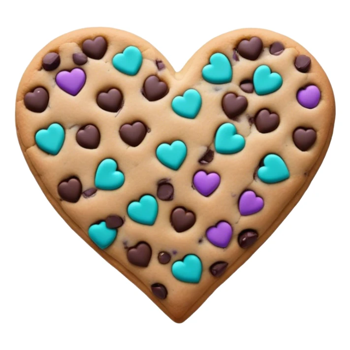 Purple and teal chocolate chip cookie heart sticker