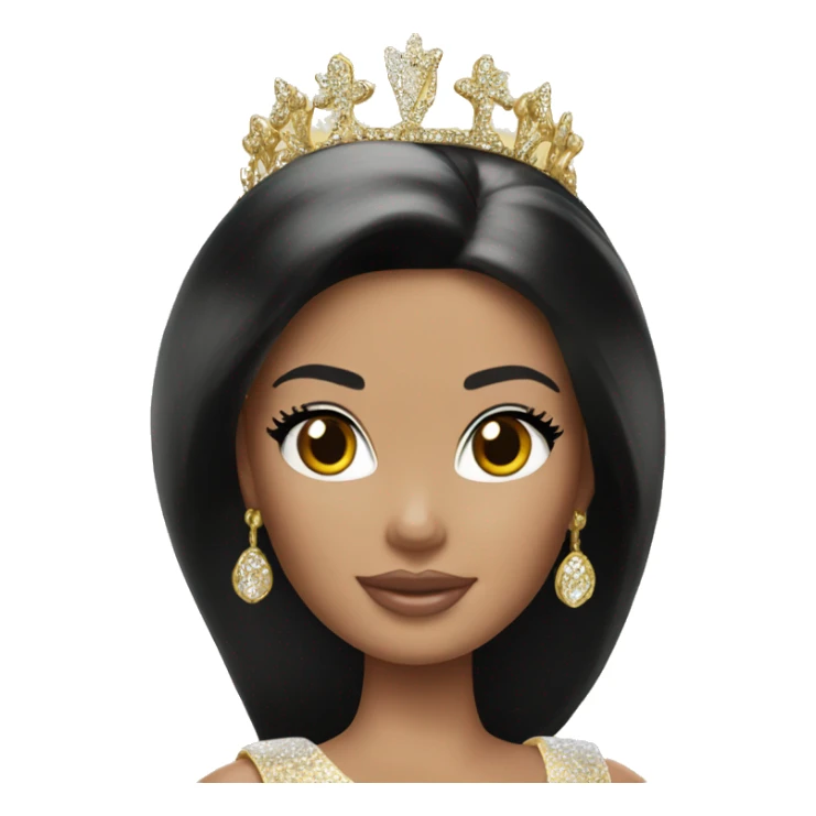 Barbie with black hair with gold tiara  sticker