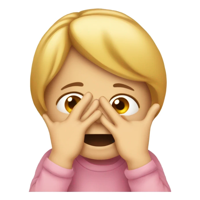 the child hides his face with his hands sticker