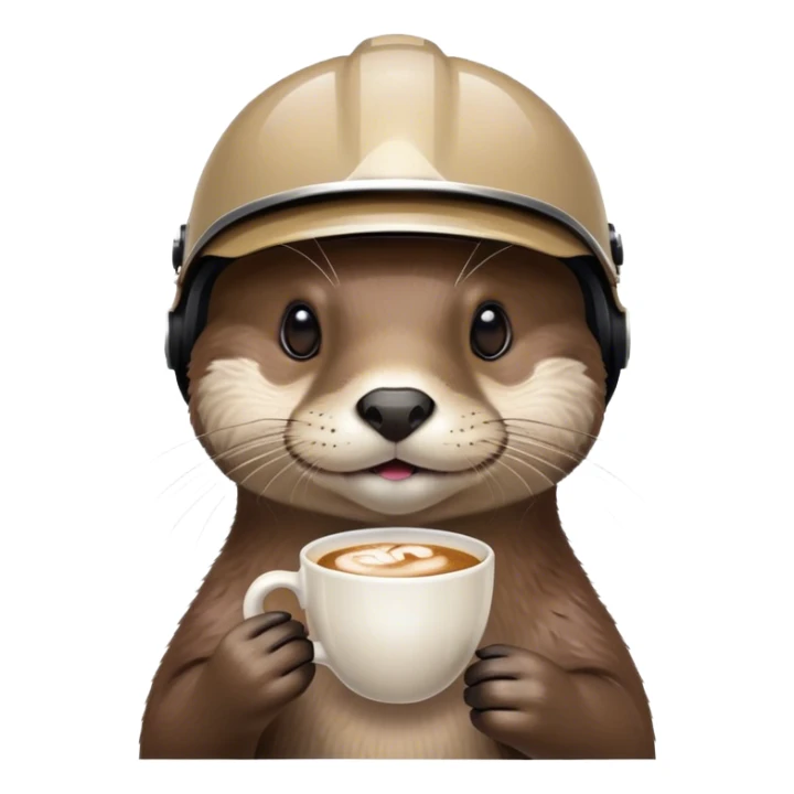 Otter mit Fahrradhelm und Cappuccino  sticker