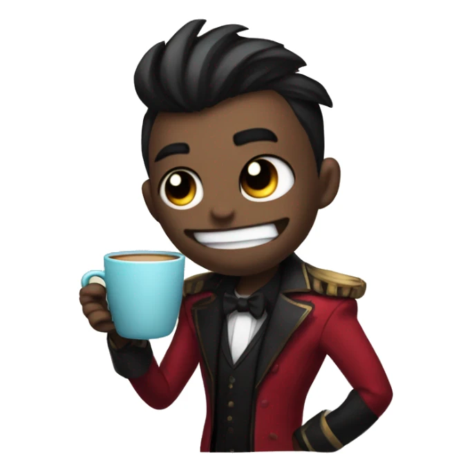 Vox from Hazbin Hotel with a cup of coffee sticker