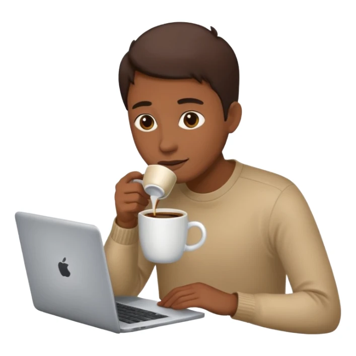 persona tomando cafe y con un computador  sticker
