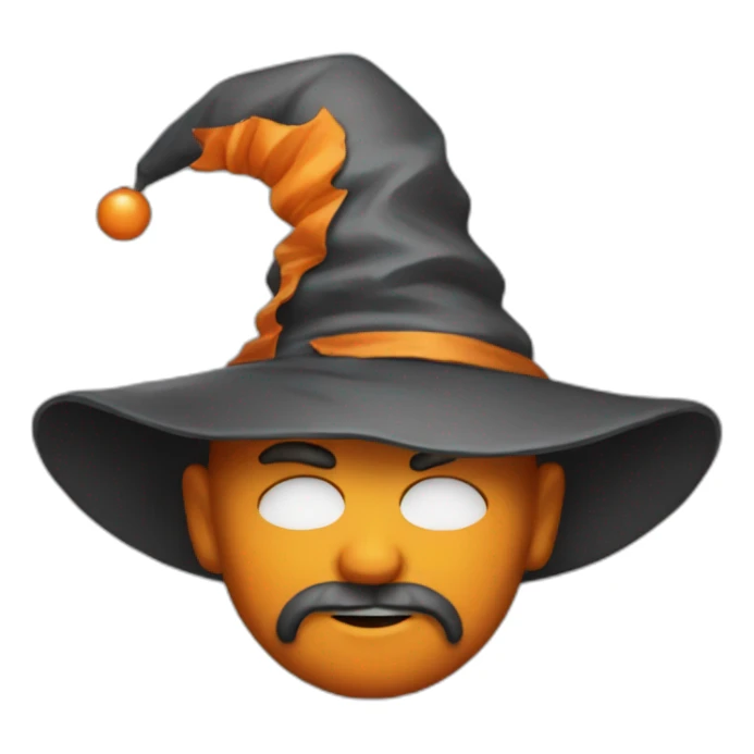 portrait of a wizard of Sillyness, with an orange hat sticker