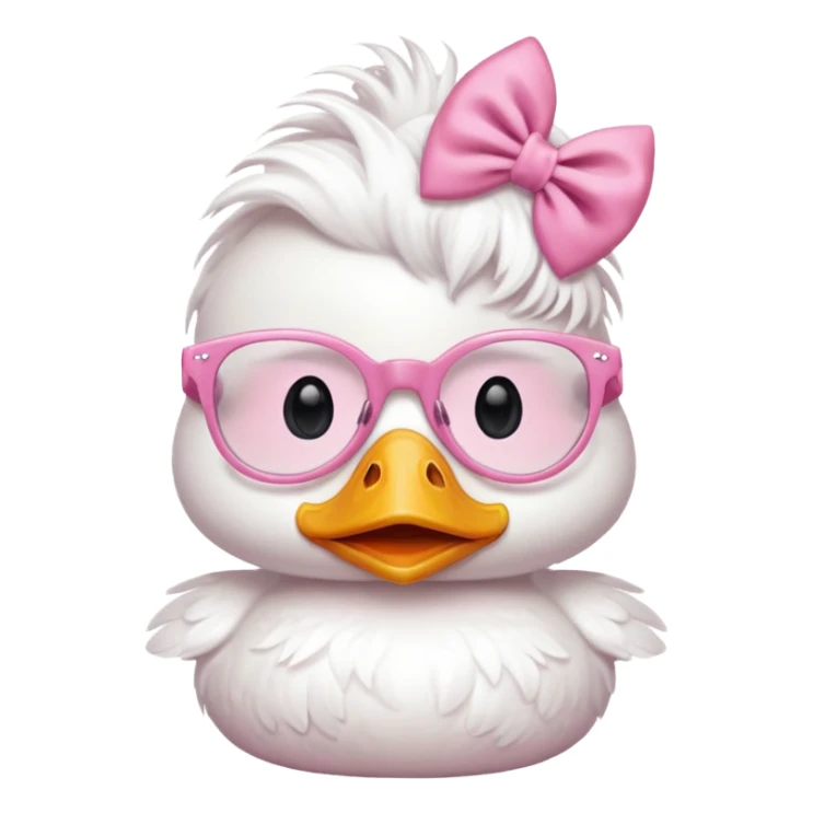 white duck with pink glasses and a pink bow sticker