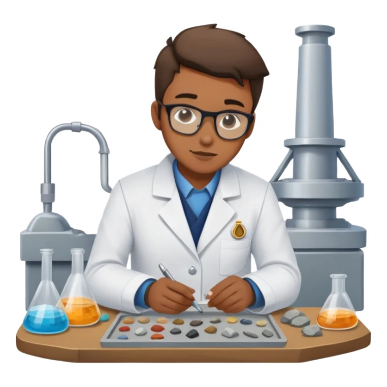 Marine geologist examining rock samples on deck of research vessel sticker