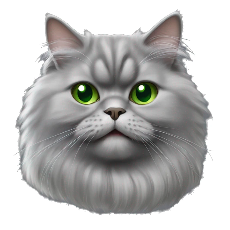 Gray Persian cat with green eyes and tongue out sticker