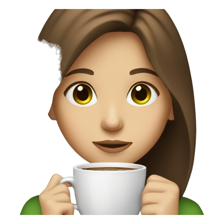 A girl with brown hair and green eyes is drinking coffee sticker