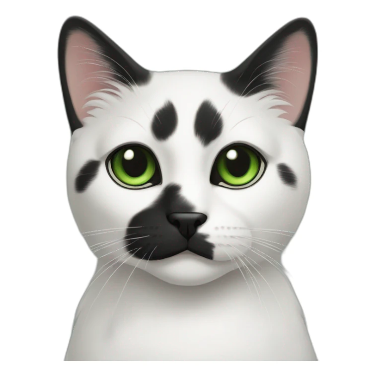 black nose hachiware cat black white green eyes sticker