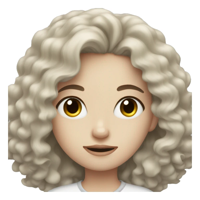 Pale skin girl dark curly hair on bed sticker