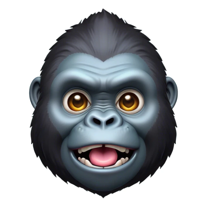 Cinematic Comical Gorilla Portrait Emoji, Head tilted dramatically with an exaggeratedly shocked expression, featuring a robust build with wide, comically expressive eyes full of humorous disbelief, Simplified yet hilariously expressive features, highly detailed, glowing with a slightly sassy jungle glow, high shine, dramatic yet playful, stylized with an air of quirky primate attitude, soft glowing outline, capturing the essence of a meme-worthy gorilla that appears ready to side-eye its way into viral fame! sticker