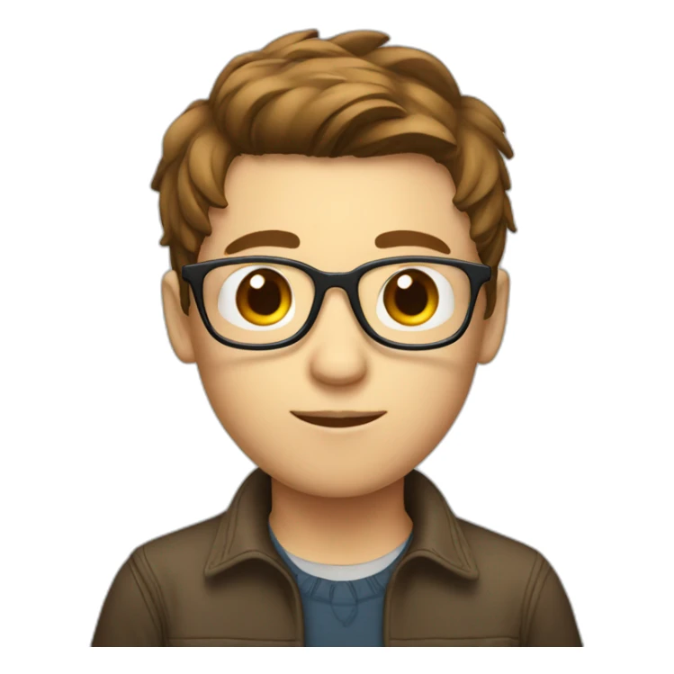 boy with glasses, white, with brown hair drinking sticker