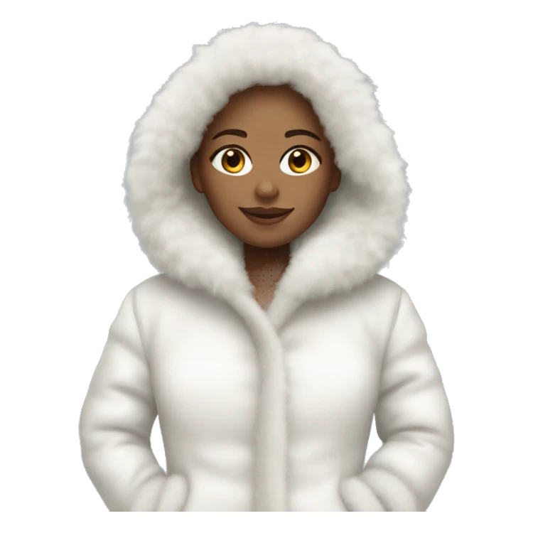 White girl wearing white fluffy coat sticker