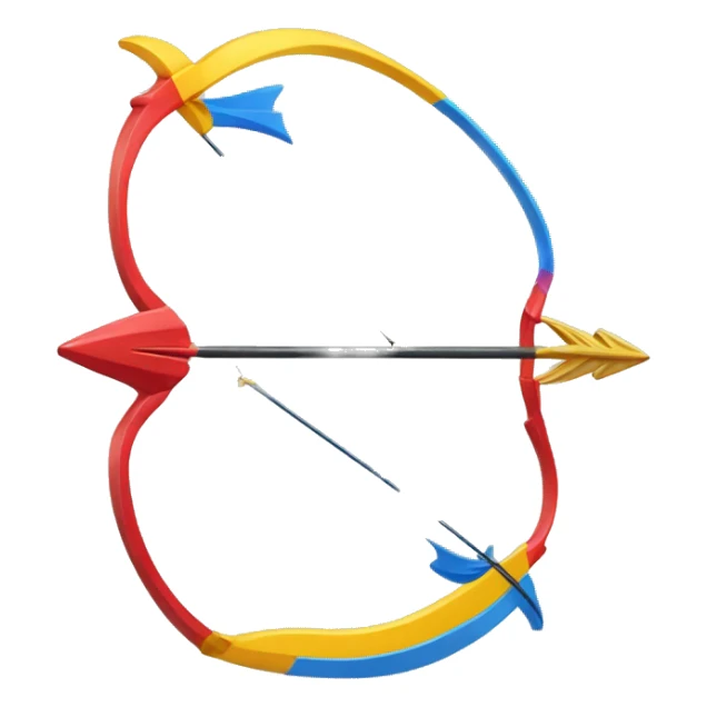 bow and arrow red blue and yellow color sticker