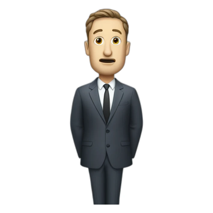 tim robinson in suit singing into microphone on microphone stand (full body, ios17, somber) sticker